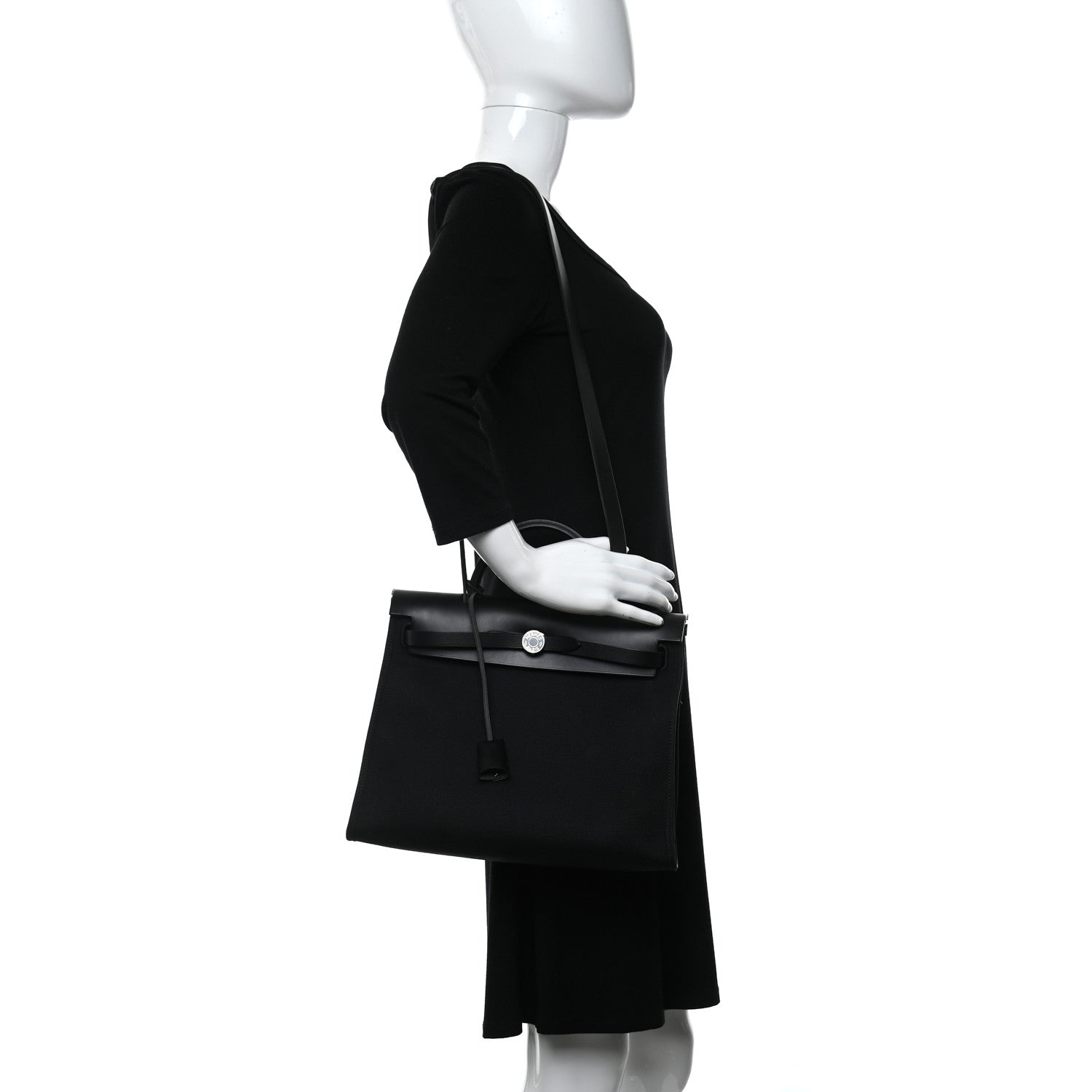 Hermes Military Toile Vache Hunter Herbag Zip PM 31 Black 2 of 11