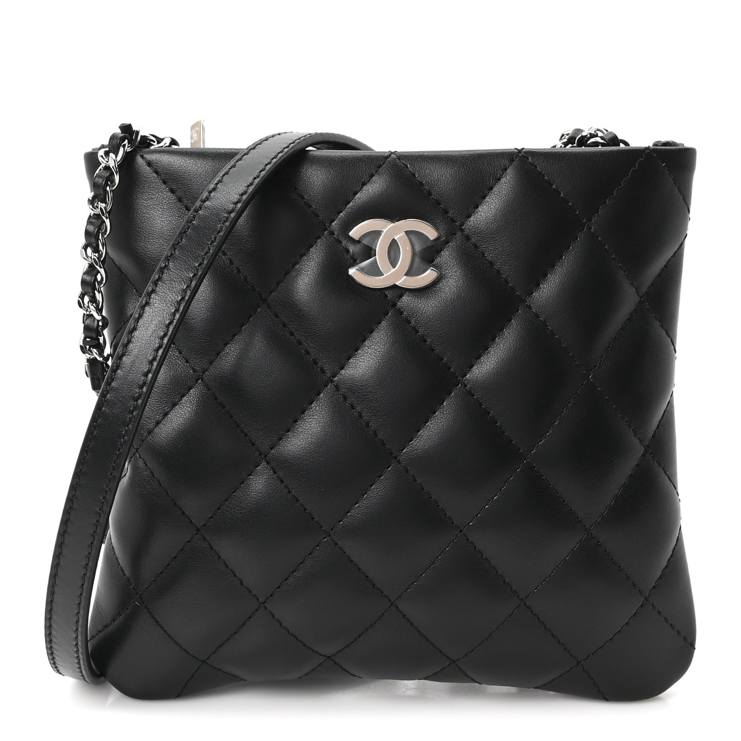 Lambskin Quilted Uniform Crossbody Bag Black