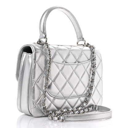 Chanel Metallic Lambskin Quilted Small Trendy CC Flap Dual Handle Bag Silver 3 of 14