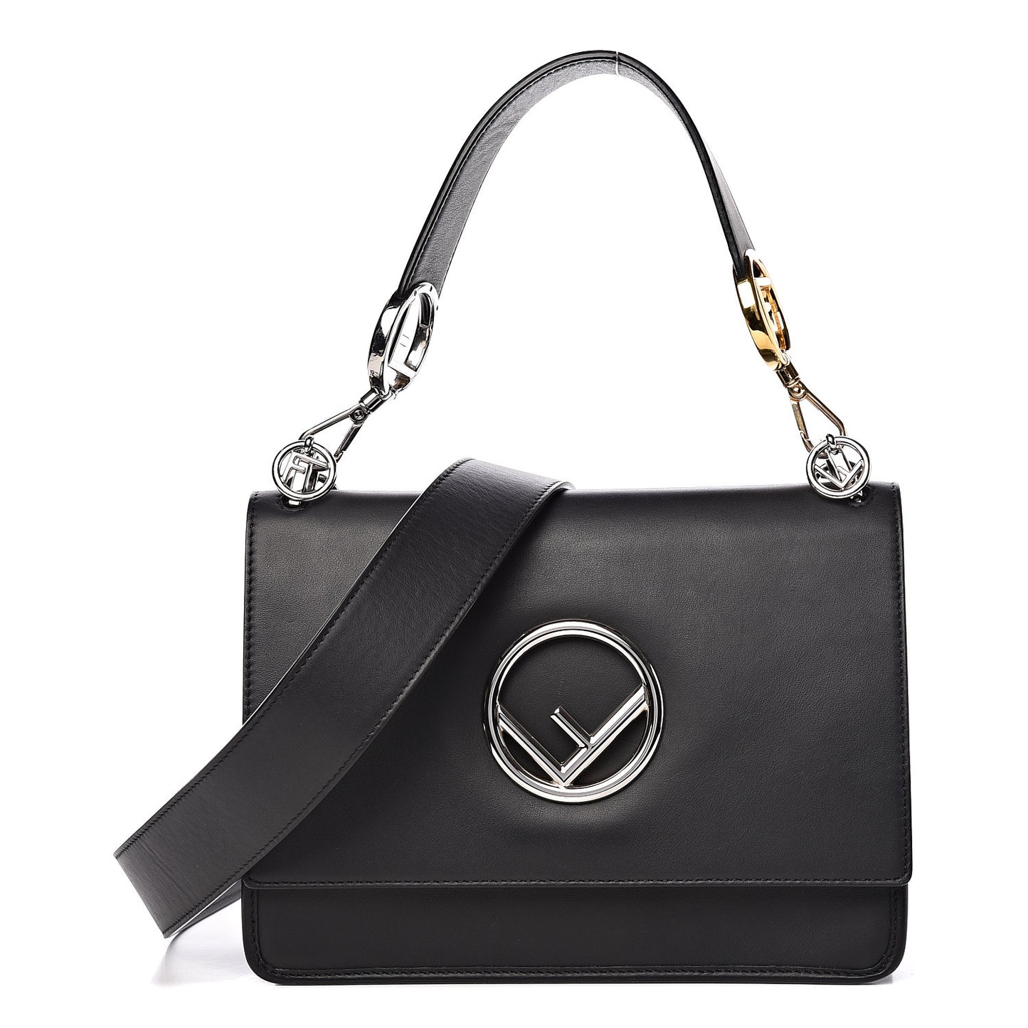 Vitello Century Opaco F is Fendi Kan I Shoulder Bag Black