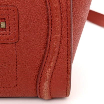 Celine Drummed Calfskin Nano Luggage Red 13 of 17