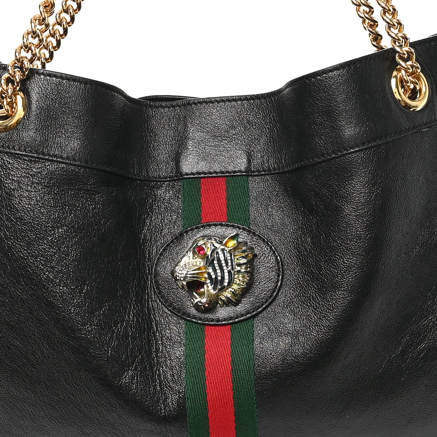 Calfskin Maxi Rajah Chain Tote Black