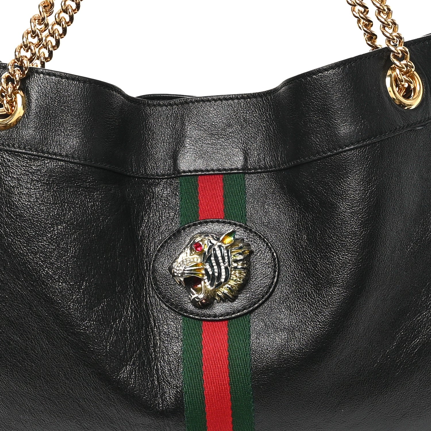 Gucci Calfskin Maxi Rajah Chain Tote Black 9 of 12