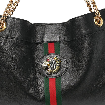 Gucci Calfskin Maxi Rajah Chain Tote Black 9 of 12