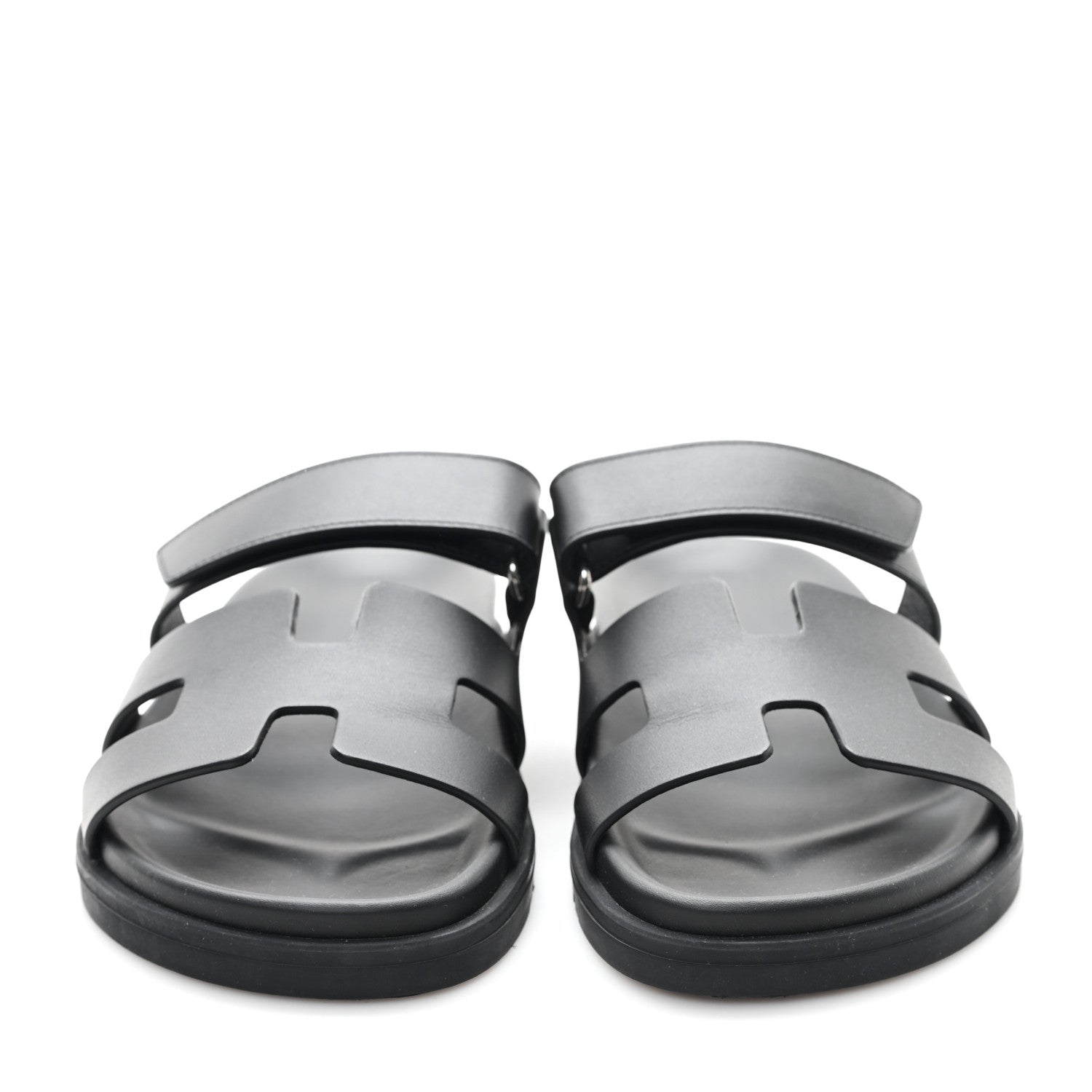 Hermes Calfskin Womens Chypre Sandals 36.5 Black 3 of 10