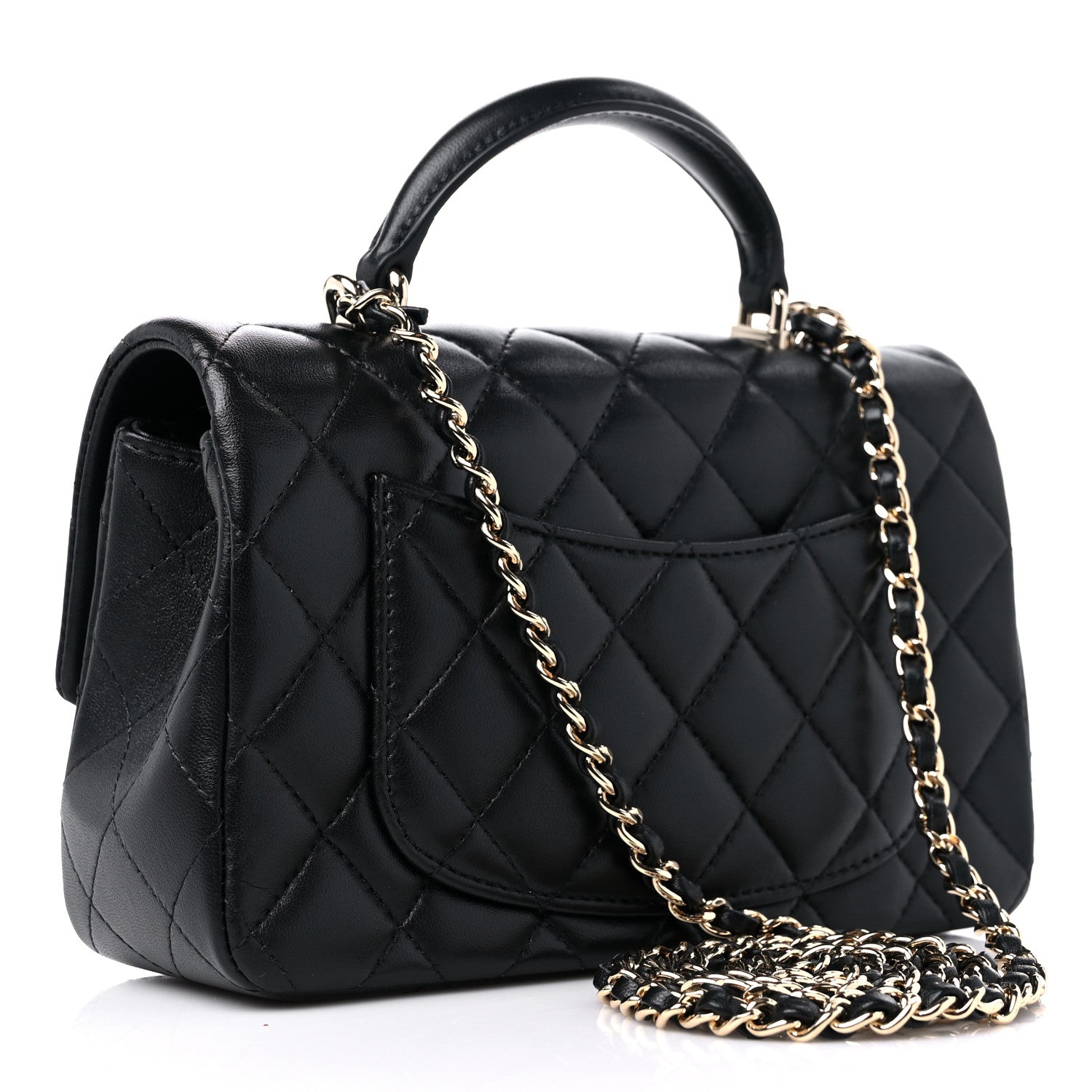 Chanel Lambskin Quilted Mini Top Handle Rectangular Flap Black 3 of 10