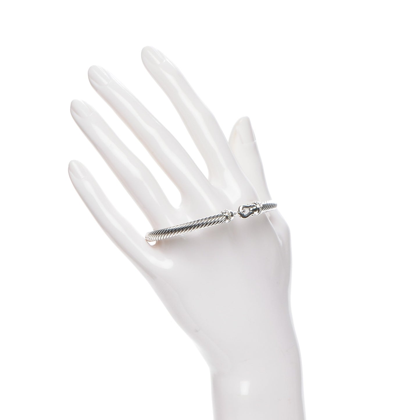 Sterling Silver Diamond 5mm Cable Buckle Bracelet