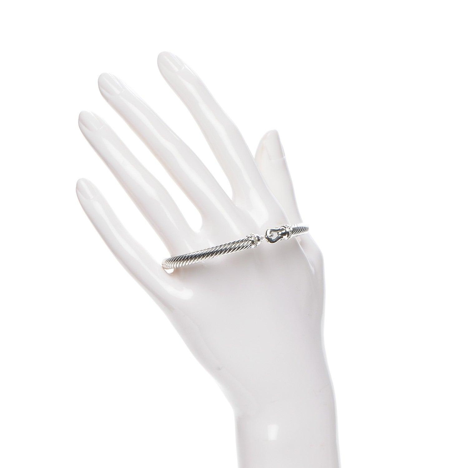 David Yurman Sterling Silver Diamond 5mm Cable Buckle Bracelet 2 of 5