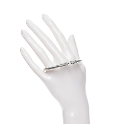 David Yurman Sterling Silver Diamond 5mm Cable Buckle Bracelet 2 of 5