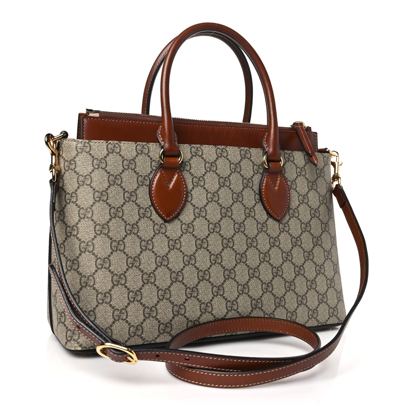 GG Supreme Monogram Small Zip Top Tote Beige Tuscany