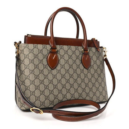 Gucci GG Supreme Monogram Small Zip Top Tote Beige Tuscany 3 of 9