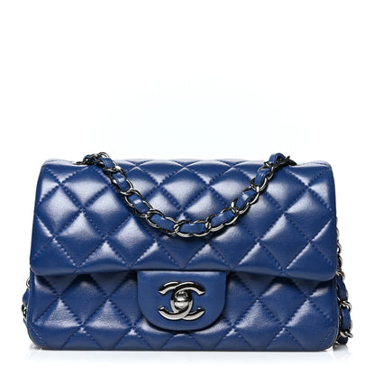 Chanel Lambskin Quilted Mini Rectangular Flap Dark Blue 1 of 10