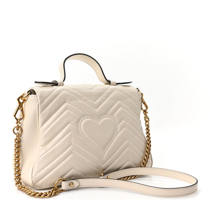Gucci Calfskin Matelasse Small GG Marmont Top Handle Shoulder Bag White 3 of 10