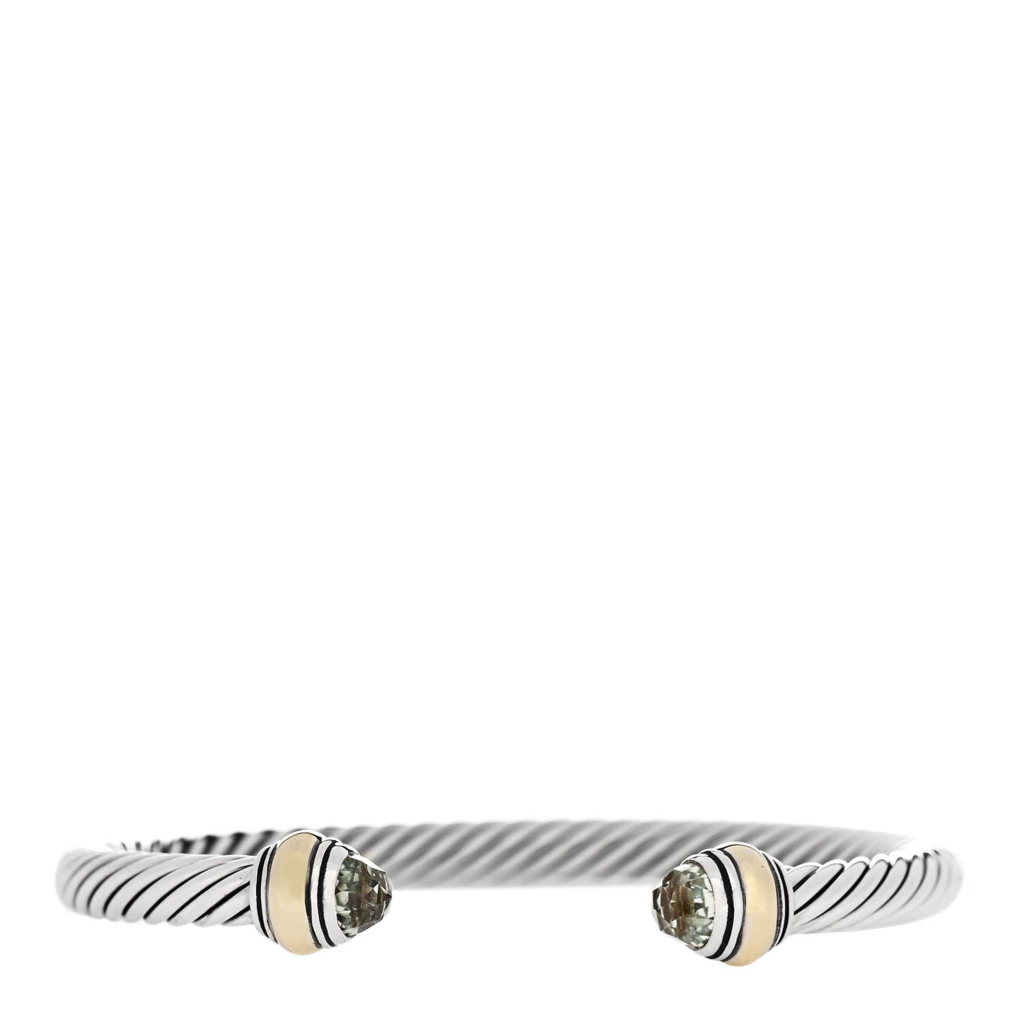 Sterling Silver 14K Yellow Gold Prasiolite 7mm Cable Classics Bracelet