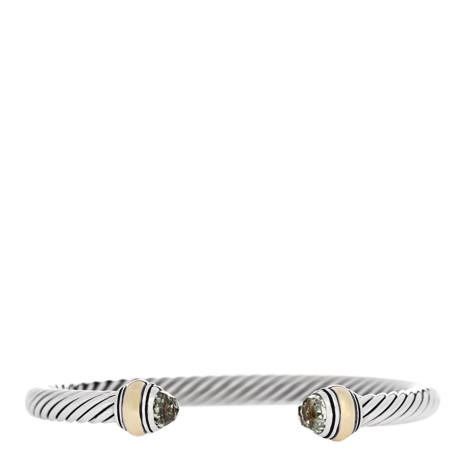 David Yurman Sterling Silver 14K Yellow Gold Prasiolite 7mm Cable Classics Bracelet 1 of 5