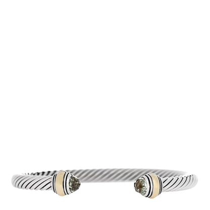 David Yurman Sterling Silver 14K Yellow Gold Prasiolite 7mm Cable Classics Bracelet 1 of 5