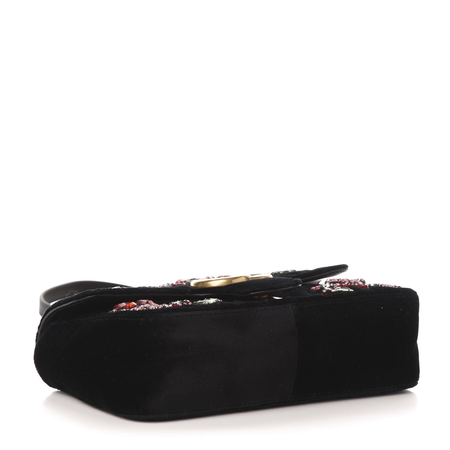 Velvet Matelasse Embroidered Mini GG Marmont Shoulder Bag Black