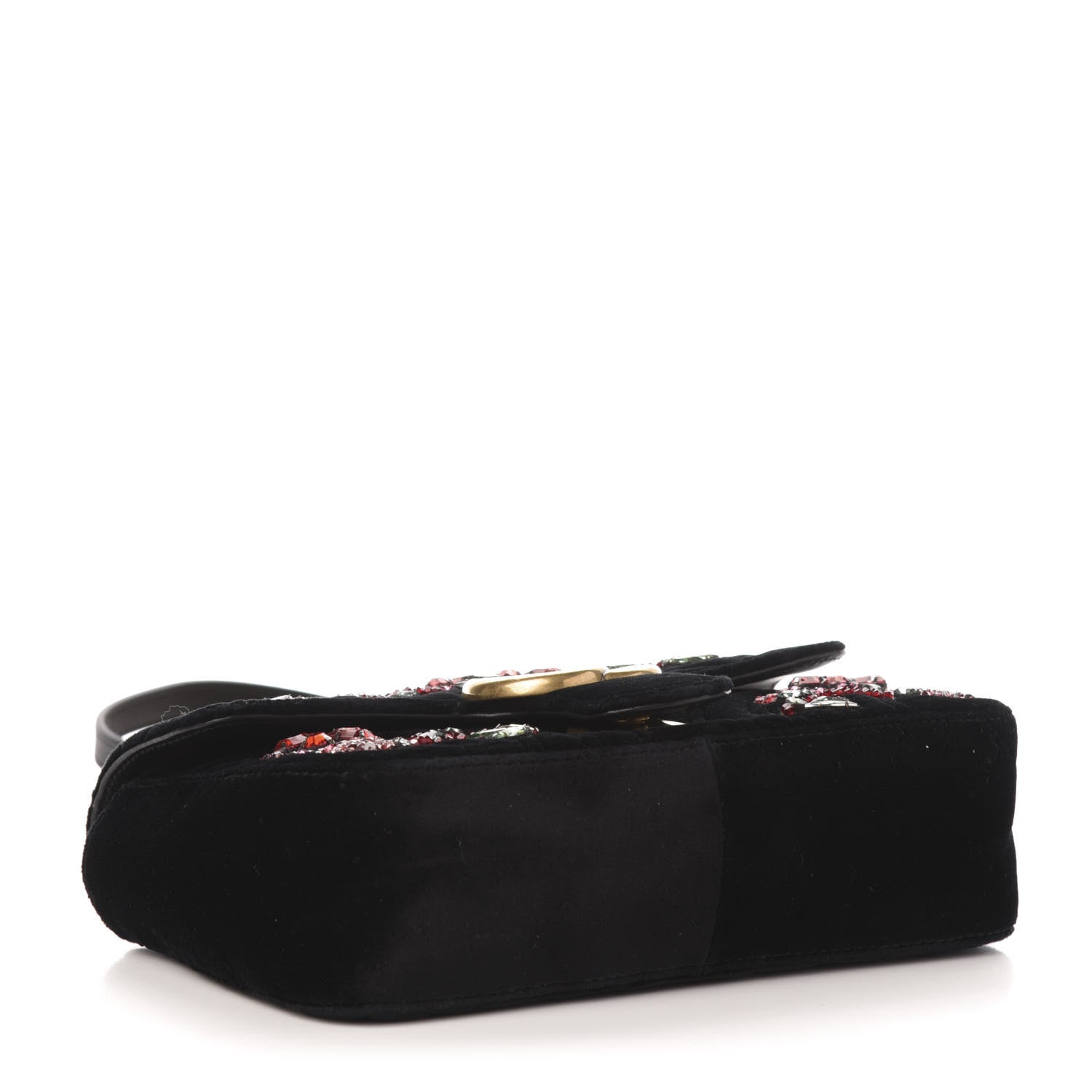 Gucci Velvet Matelasse Embroidered Mini GG Marmont Shoulder Bag Black 4 of 12
