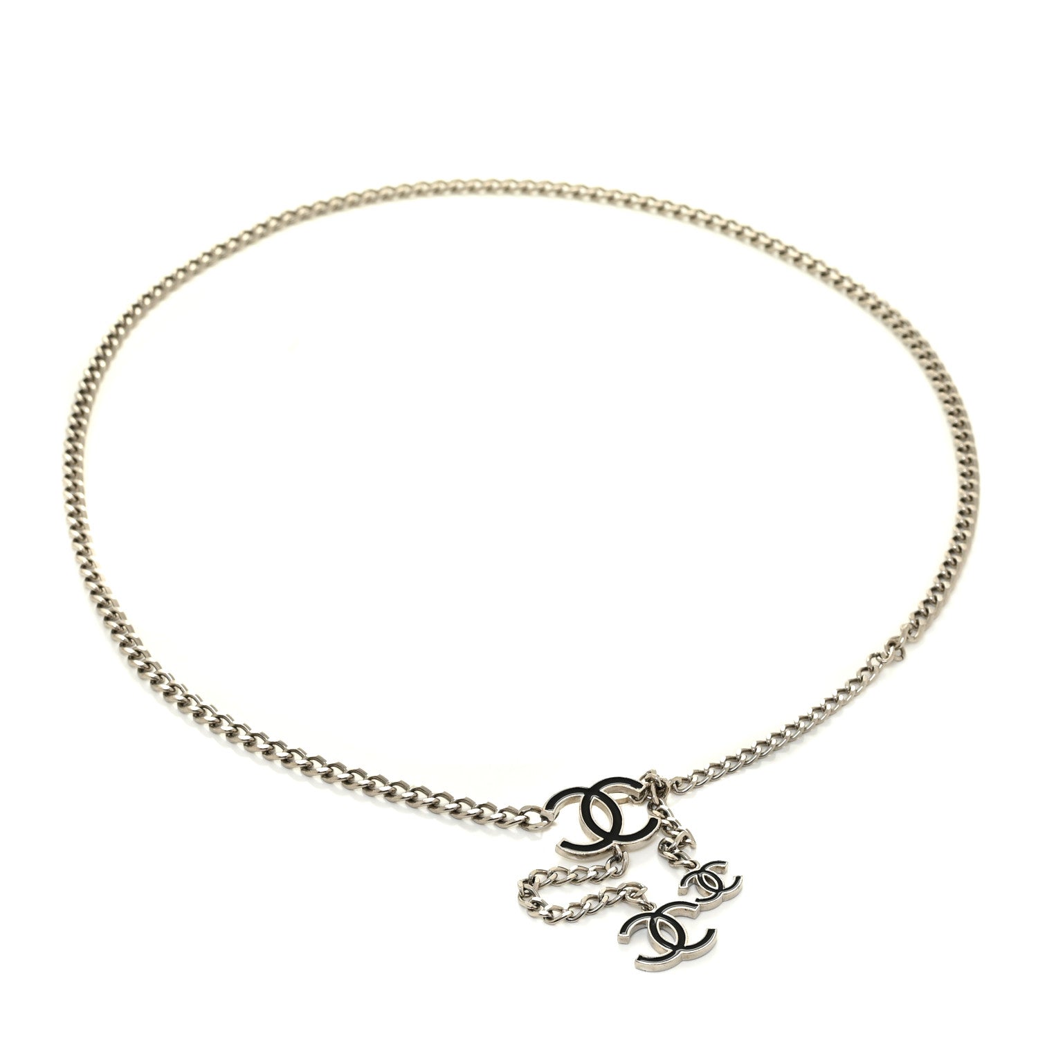 Chanel Enamel CC Chain Logo Belt Silver Black 1 of 5