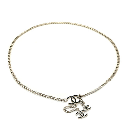 Chanel Enamel CC Chain Logo Belt Silver Black 1 of 5