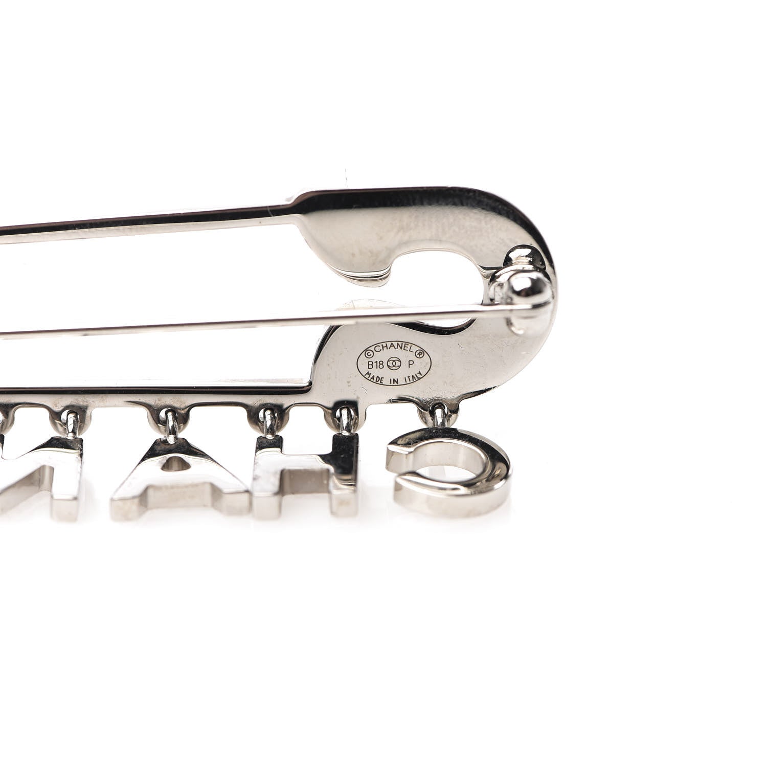 Chanel Crystal Safety Pin Brooch Silver 4 of 5
