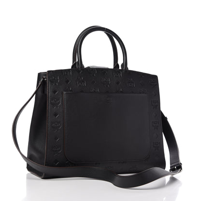 MCM Calfskin Ottomar Monogram Medium Essential Tote Black 3 of 11