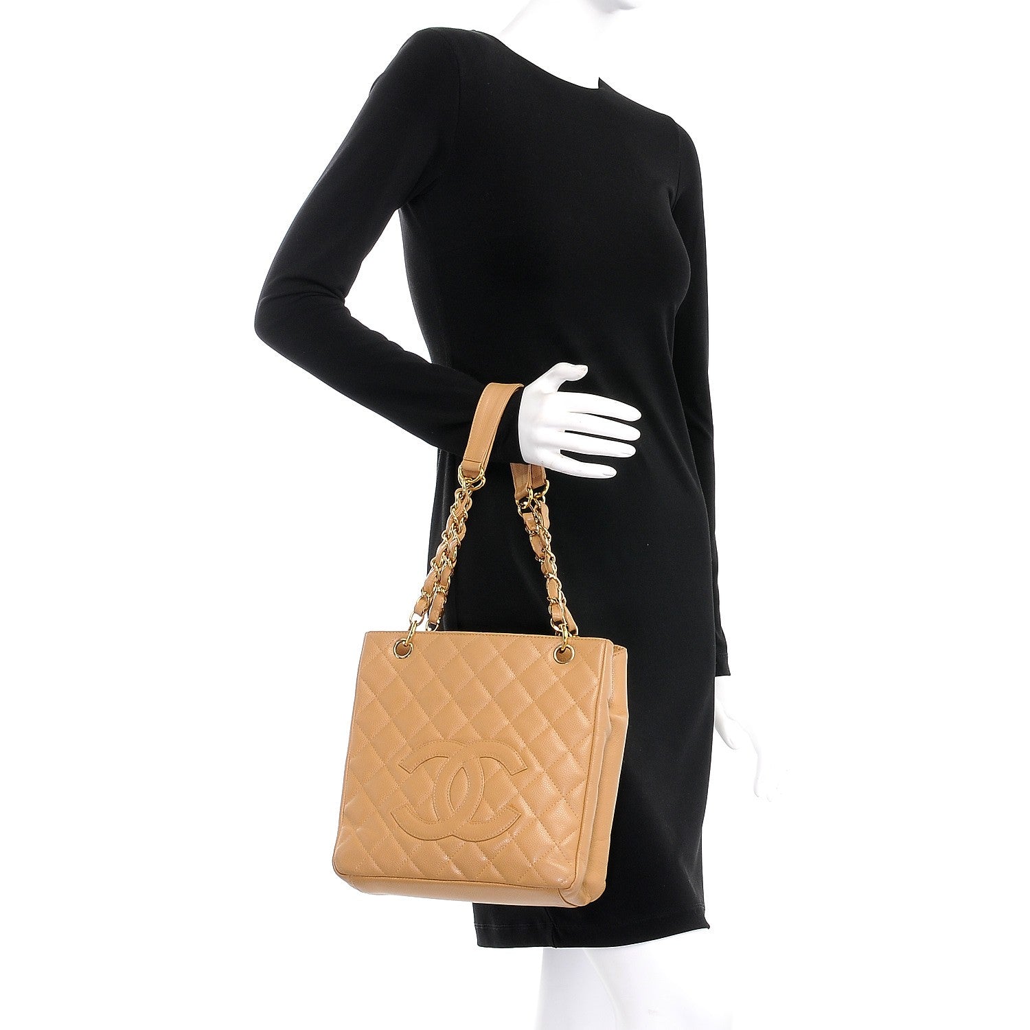 Chanel Caviar Quilted Petit Shopping Tote PST Beige 2 of 11