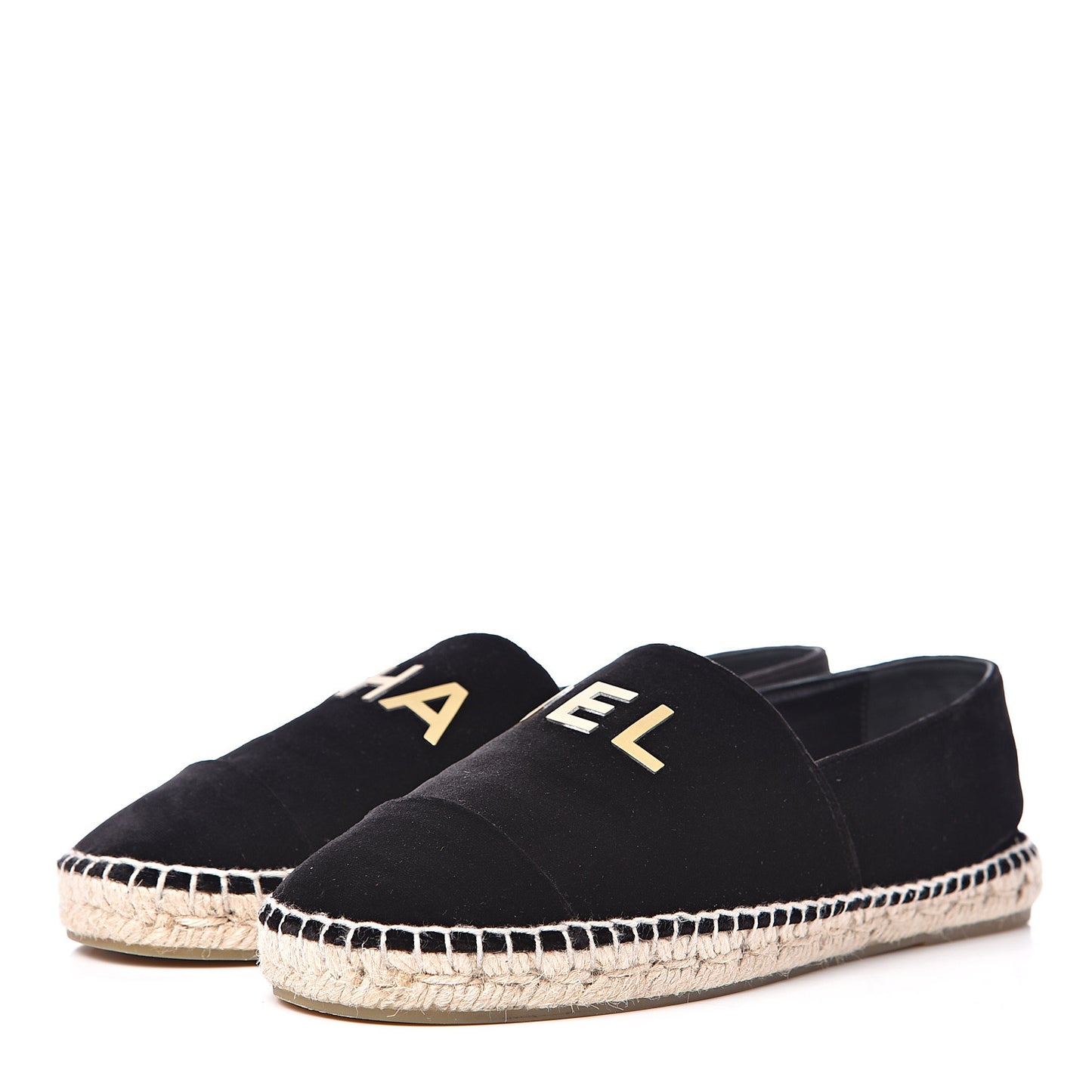 Velvet Logo Espadrilles 39 Black