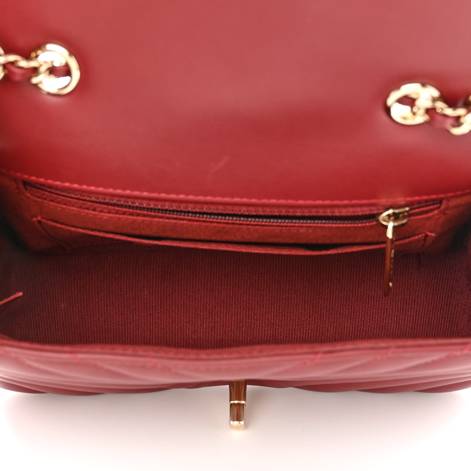 Chanel Calfskin Chevron Quilted Mini Statement Flap Burgundy 5 of 12