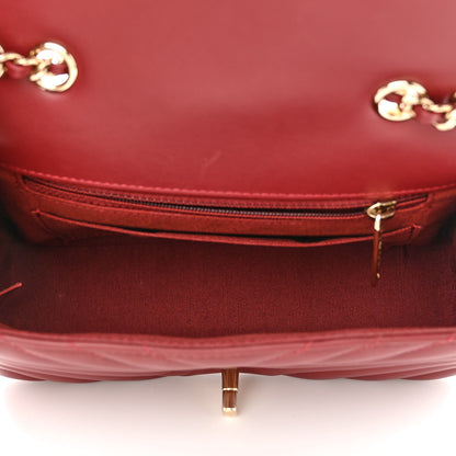 Chanel Calfskin Chevron Quilted Mini Statement Flap Burgundy 5 of 12