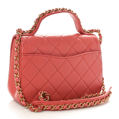 Chanel Lambskin Quilted Small Chain Infinity Top Handle Flap Dark Red 2 of 9