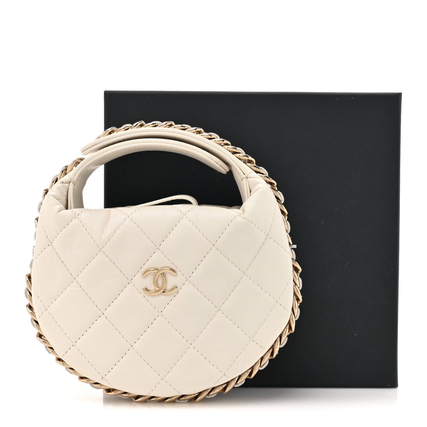 Chanel Lambskin Quilted Chain Around Pouch Hobo White 8 of 8