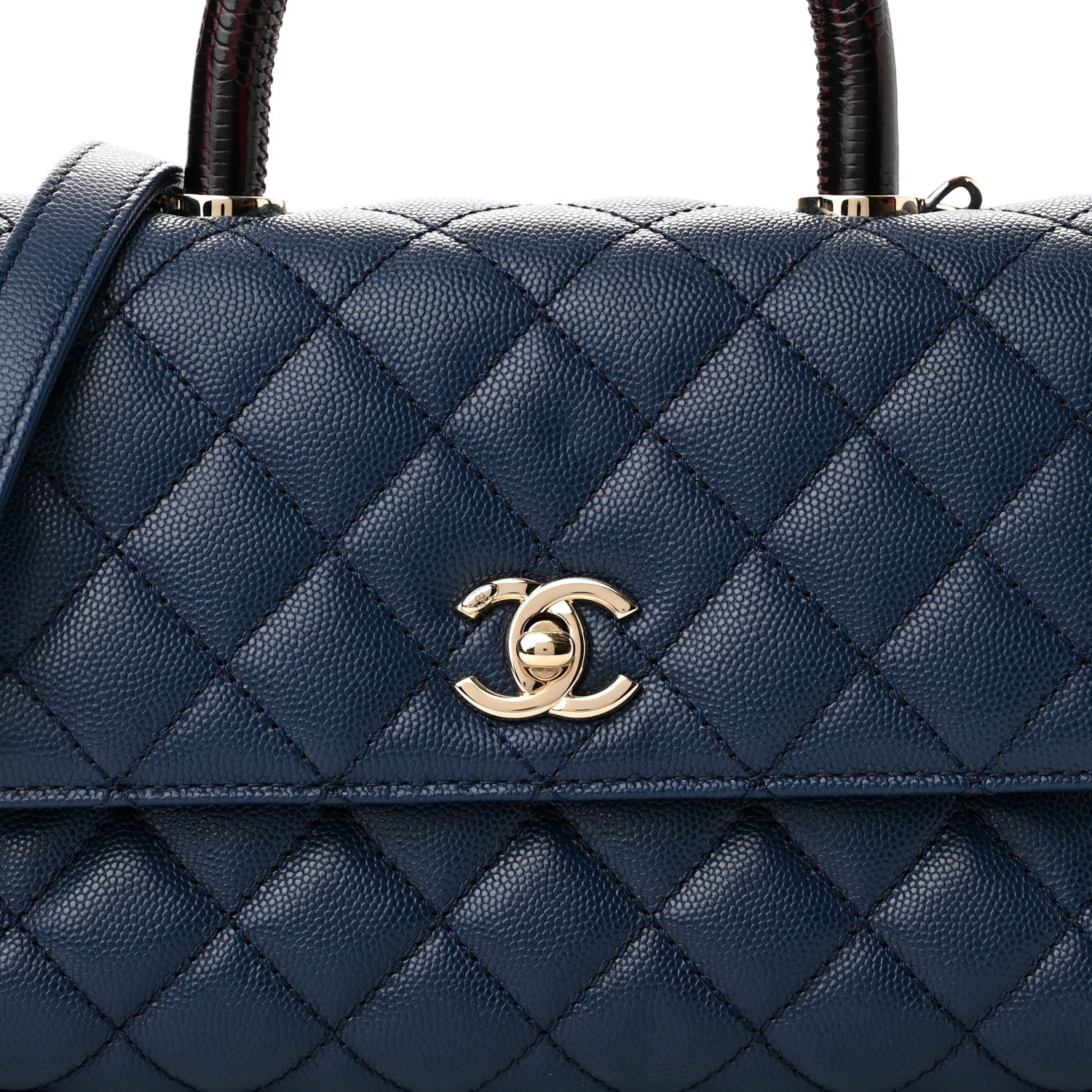 Chanel Caviar Quilted Lizard Embossed Mini Coco Handle Flap Dark Blue 8 of 12