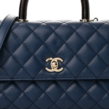 Chanel Caviar Quilted Lizard Embossed Mini Coco Handle Flap Dark Blue 8 of 12