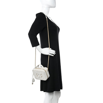 Chanel Caviar Quilted Small CC Filigree Vanity Case White 2 of 17