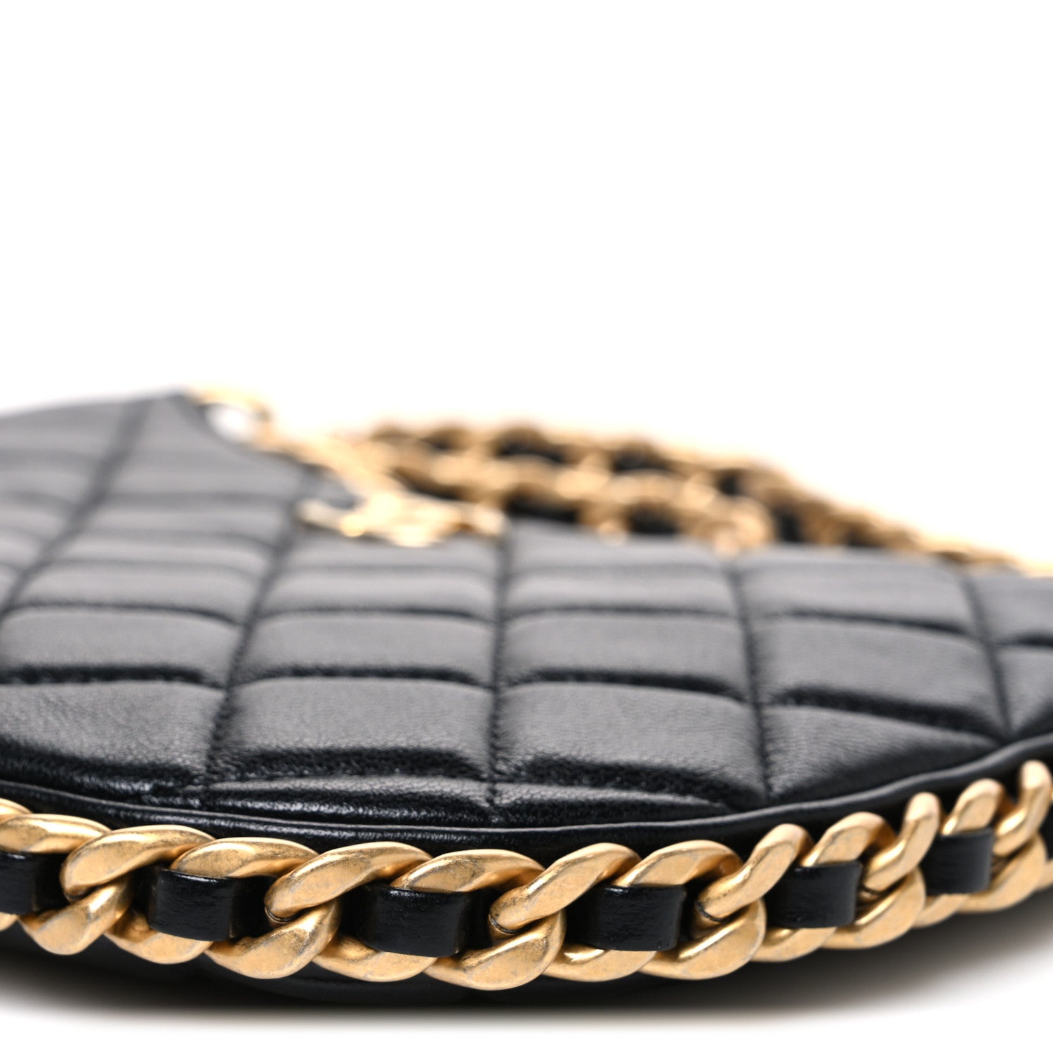 Chanel Shiny Crumpled Lambskin Quilted Trendy Chain Around Hobo Black 10 of 10