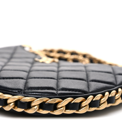 Chanel Shiny Crumpled Lambskin Quilted Trendy Chain Around Hobo Black 10 of 10