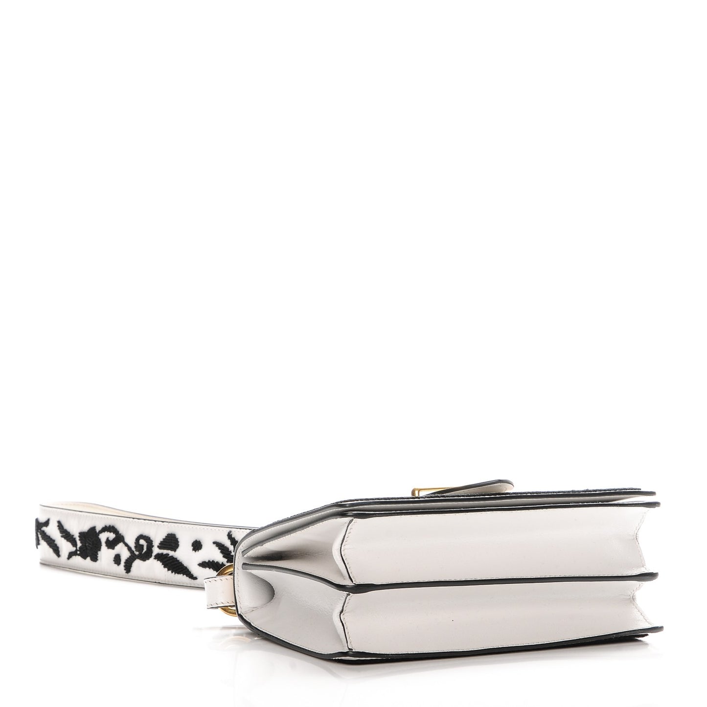 Calfskin Embroidered Cahier Bag White Black