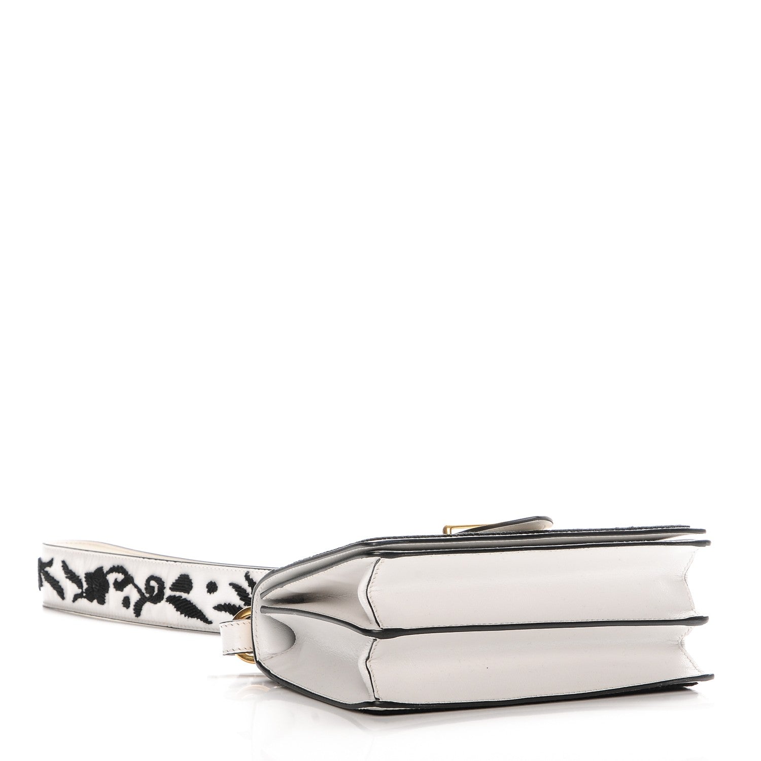 Prada Calfskin Embroidered Cahier Bag White Black 4 of 6