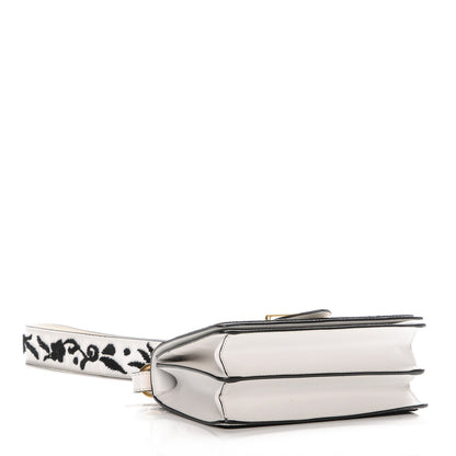 Prada Calfskin Embroidered Cahier Bag White Black 4 of 6