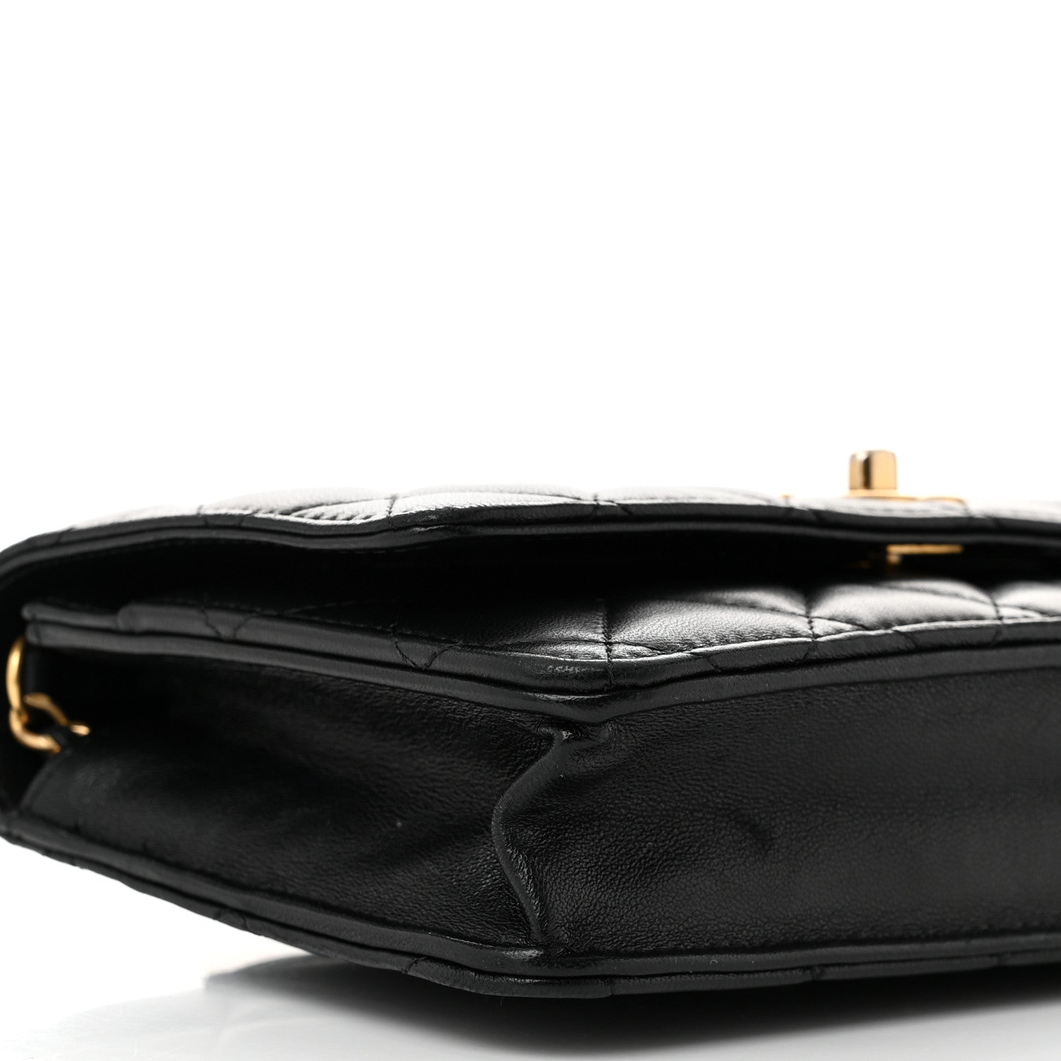 Chanel Lambskin Quilted CC Pearl Crush Wallet on Chain WOC Black 10 of 11