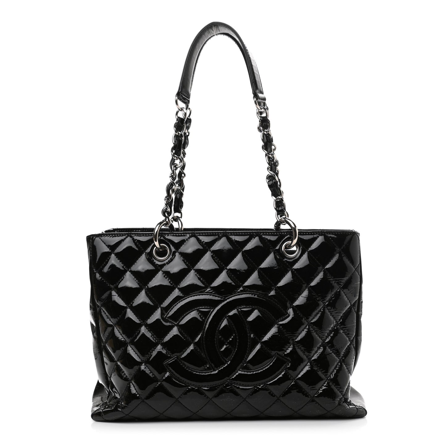 Patent Quilted Grand Shopping Tote GST Black