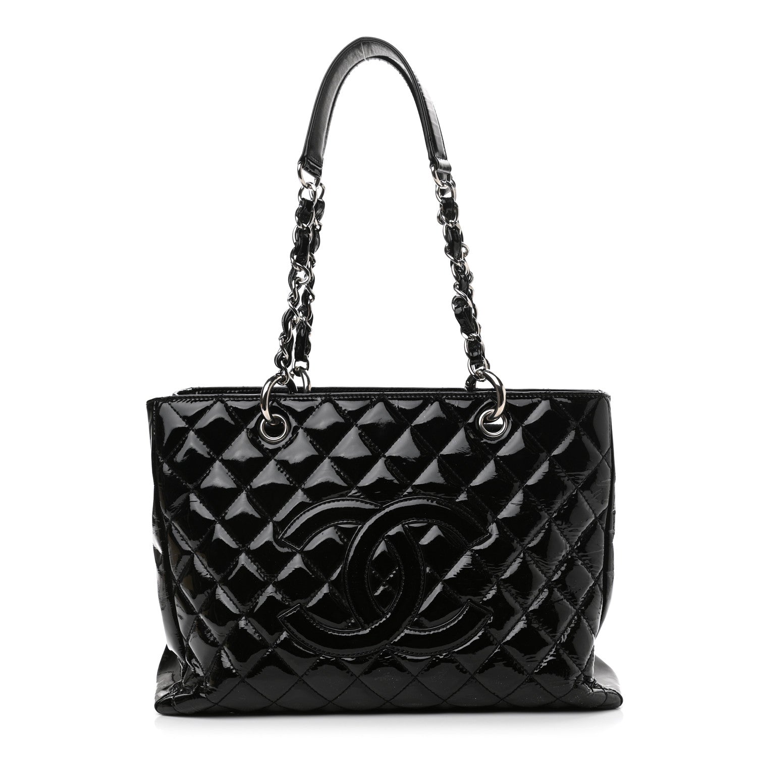 Chanel Patent Quilted Grand Shopping Tote GST Black 1 of 11