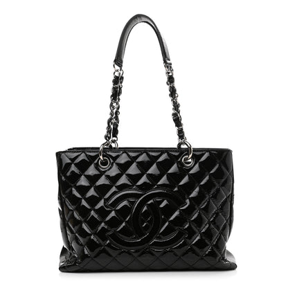 Chanel Patent Quilted Grand Shopping Tote GST Black 1 of 11