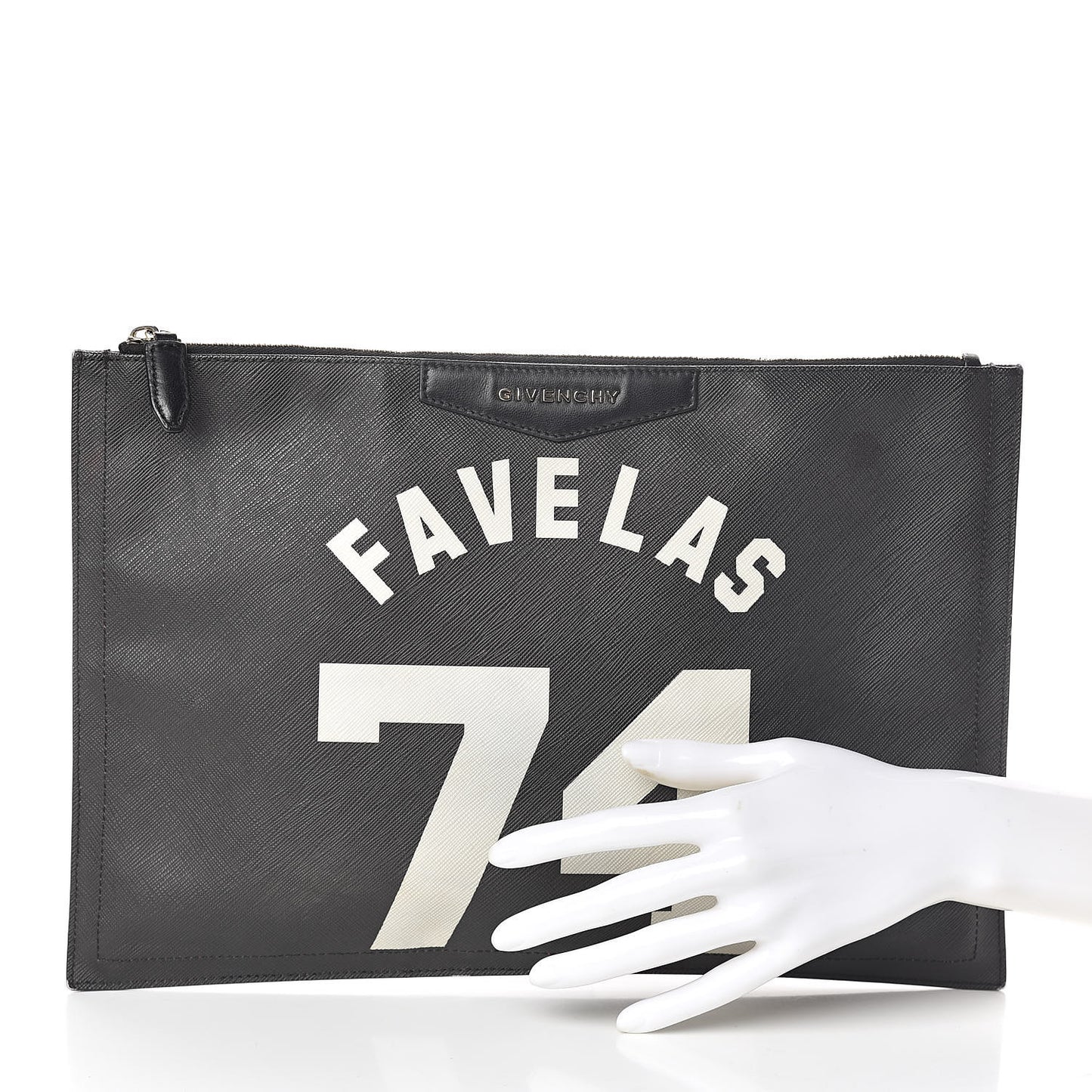 Textured Coated Canvas Favelas Large Antigona Pouch Black