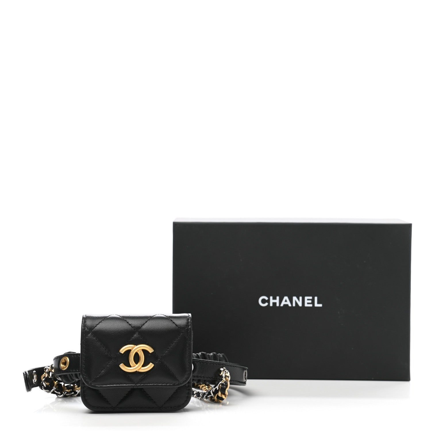 Chanel Goatskin Quilted Airpods Pro Case Belt Black 7 of 7