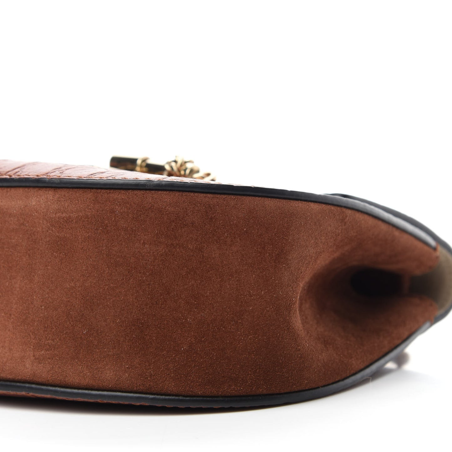 Calfskin Crocodile Embossed Drew Shoulder Bag Mahogany
