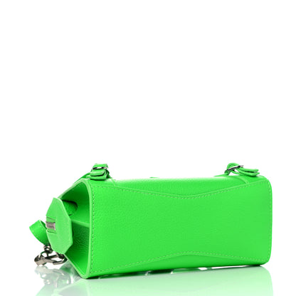 Balenciaga Grained Calfskin Neo Classic Silver Hardware Nano City Crossbody Fluo Green 3 of 9