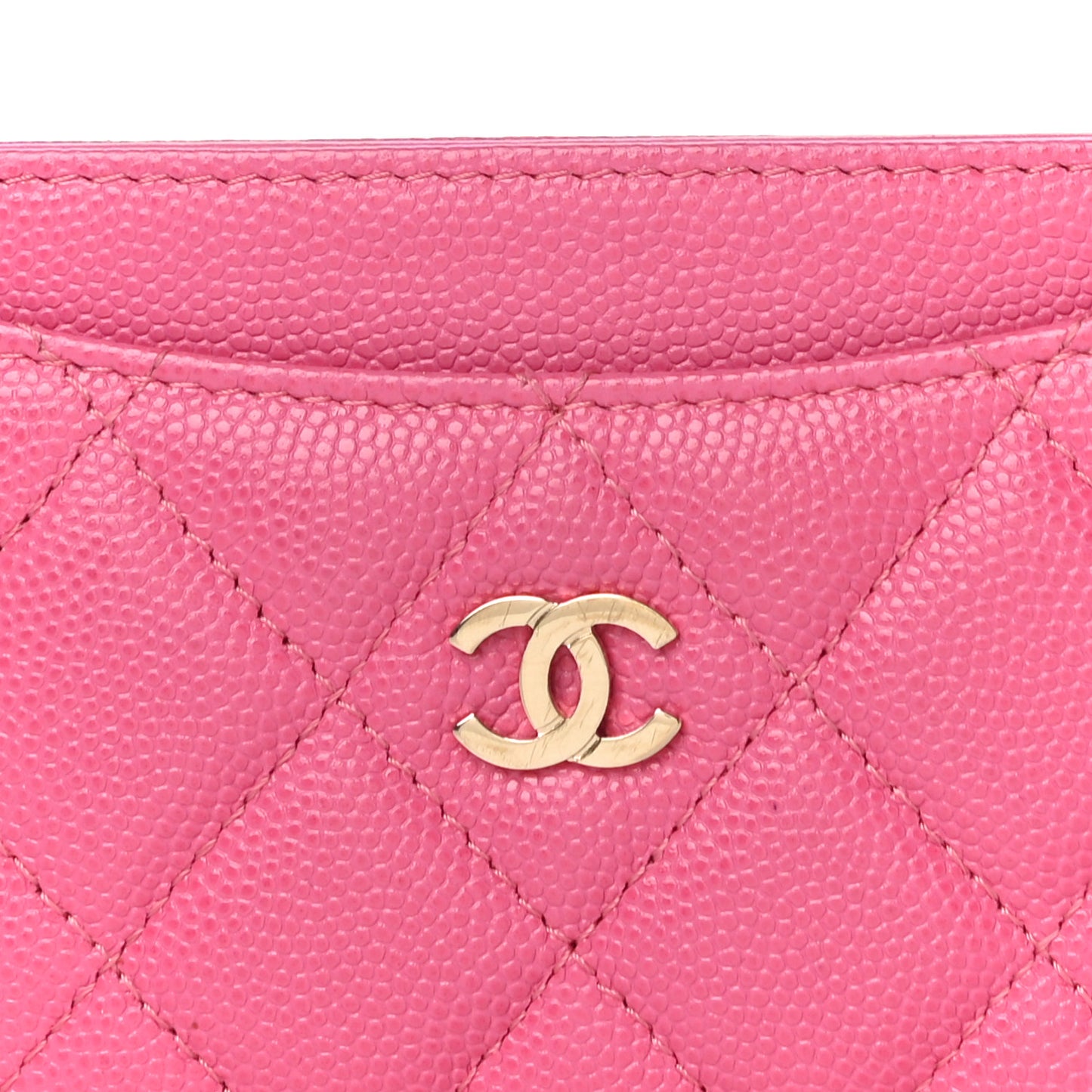 Caviar Quilted Card Holder Pink