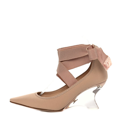 Christian Dior Grosgrain Neoprene Lucite Etoile Pumps 37.5 Nude 1 of 10